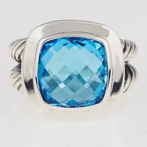 Gemstone Halo Cable Blue Topaz Ring-size 9 "Special Offer"